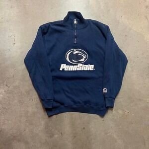vintage navy blue starter Penn state University Quarter zip‎ pullover size Large
